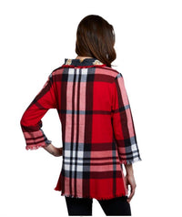 Dizzy-Lizzie - Aspen Cowl Neck Button Neck Flannel Top