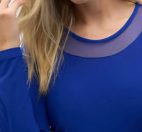 Joseph Ribkoff - Silky Knit And Mesh Fitted Long Sleeve T-shirt