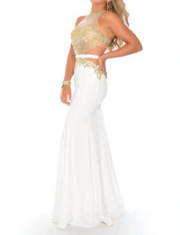 Precious Formals - Beaded High Neck Evening Gown
