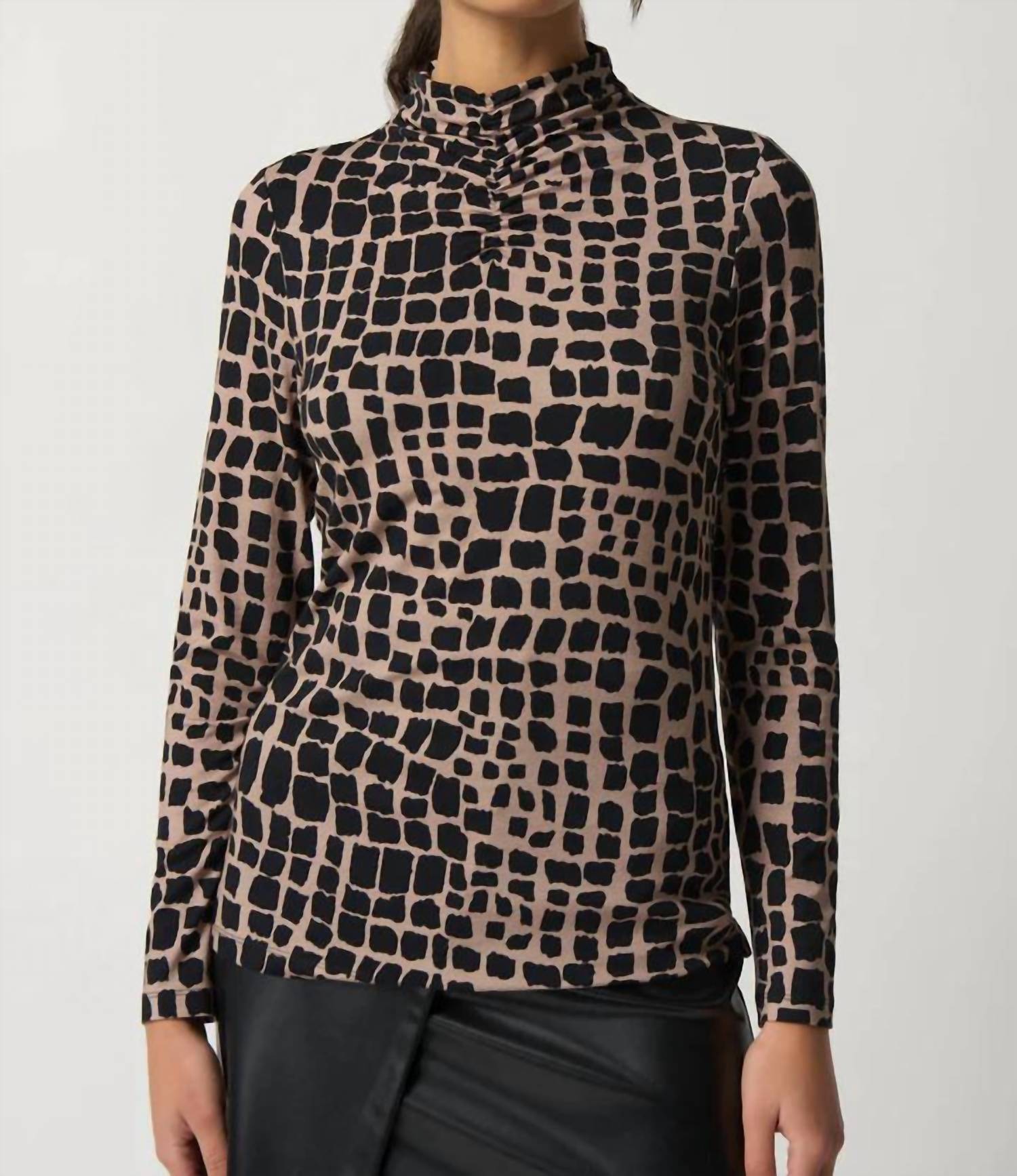 Joseph Ribkoff - Belen Animal Print Ruched Mock Neck Top