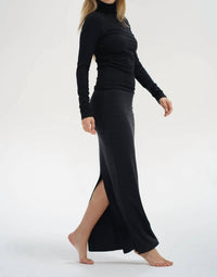 LNA Landon Ribbed Skirt in black - women's skirt - alternate view