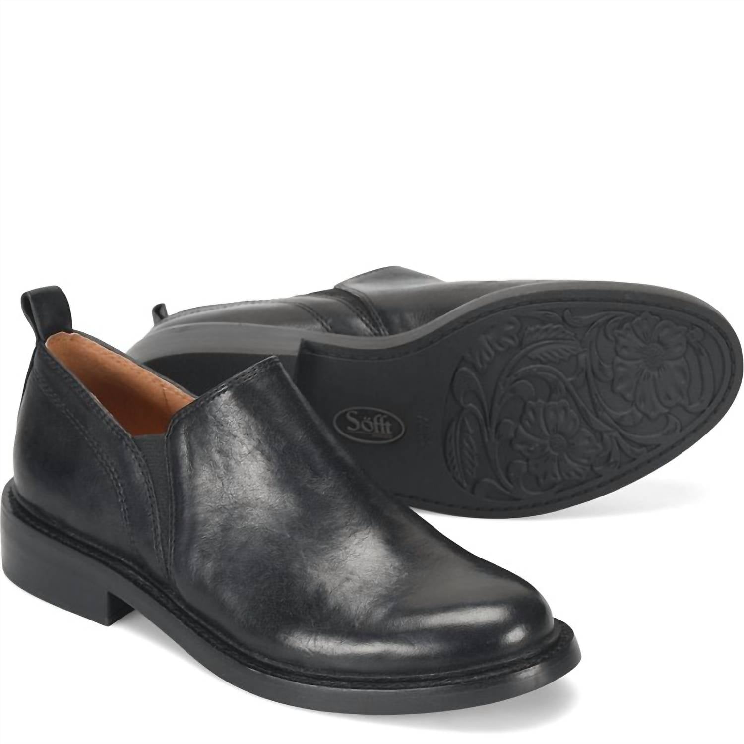 Sofft Women's Naisbury Leather Slip-On in black - women's flats