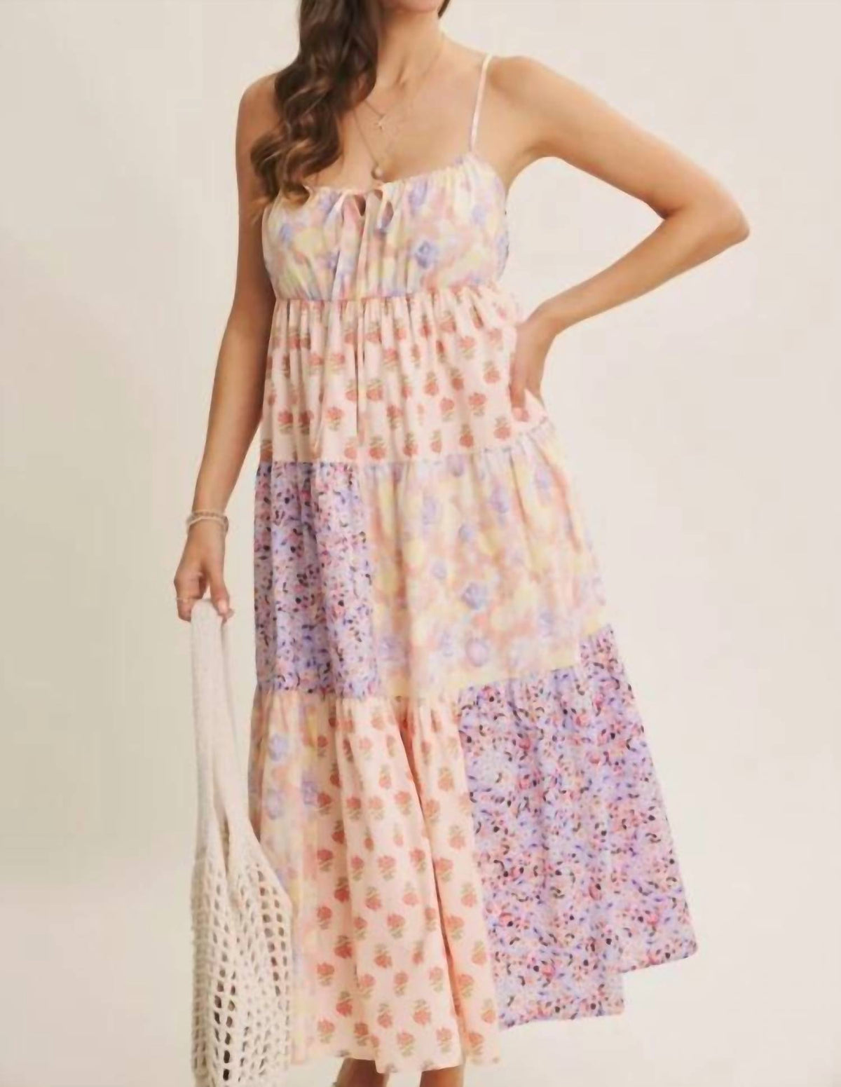 In February - Softly Mixed Cotton Floral Tiered Midi Dress