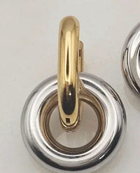 Xtraordinary - Women's Two Tone Little Circle Huggie Earrings