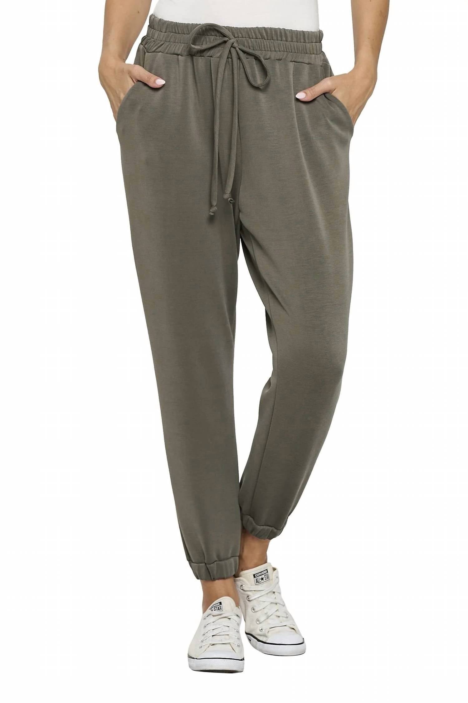 ariella Drawstring Jogger Pant in olive - women's pants - alternate view