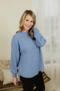 Zenana - High-low Long Sleeve Round Neck Sweater - Plus