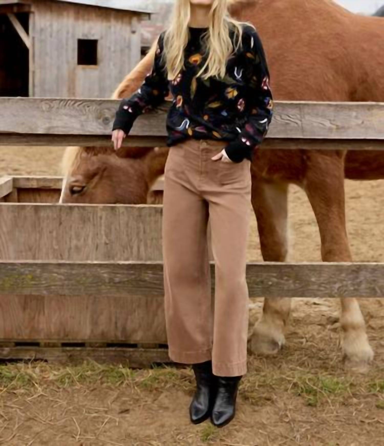 Charlie B - Embroidered Mock Neck Sweater