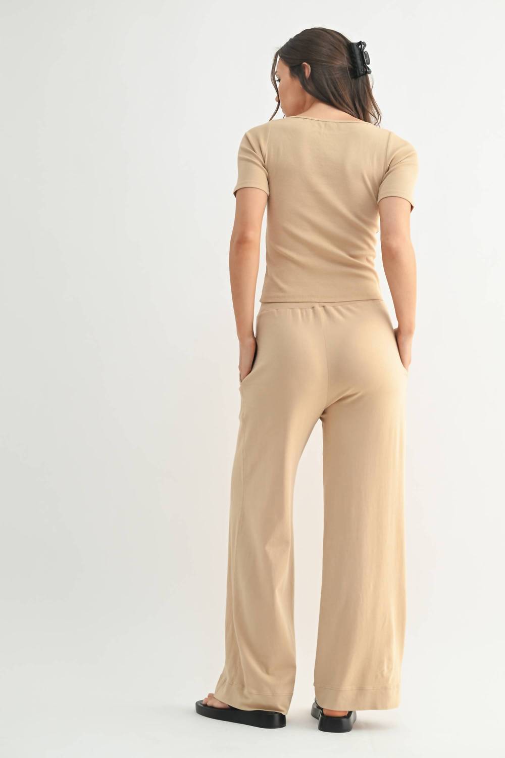 mono b Vintage Ease Pima Cotton Set in taupe - women's sleepwear - alternate view
