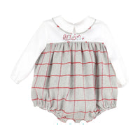 Sophie & Lucas - Holiday Check Choo Choo Bubble Romper