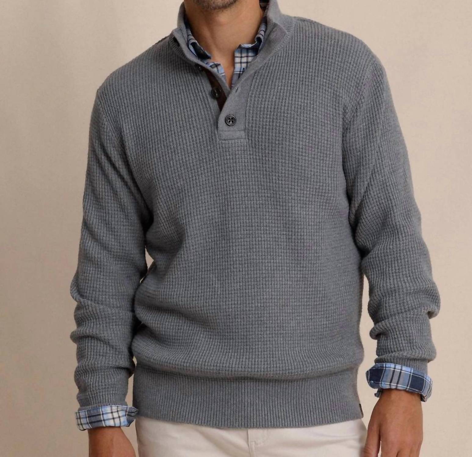 Southern Tide - Bass Creek Heather Quarter Button Sweater