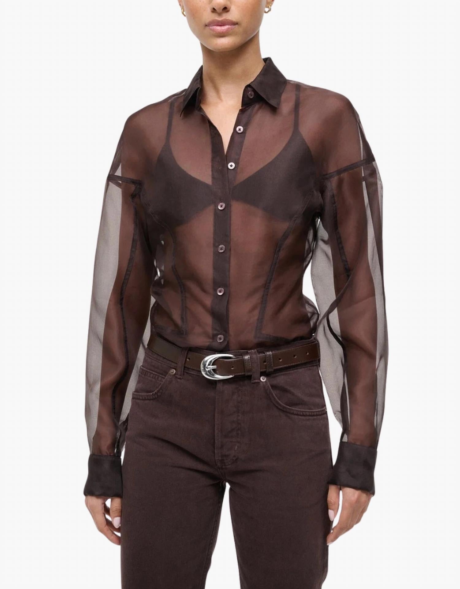 Staud - Aida Sheer Silk Organza Top