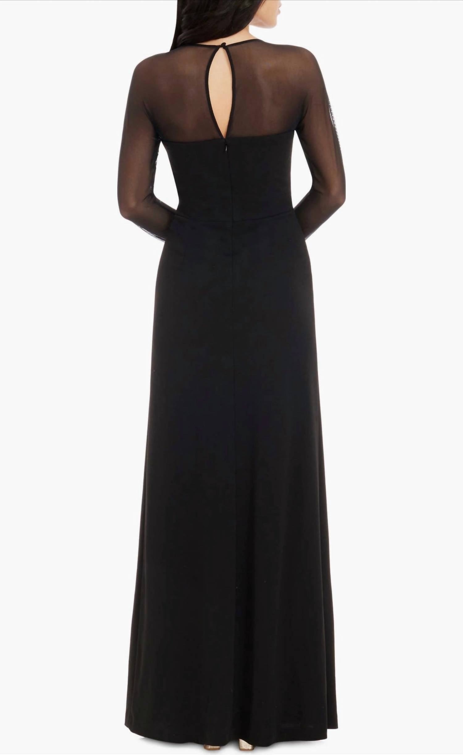 Dress The Population - Maxwell Square Neck Long Sleeve Gown