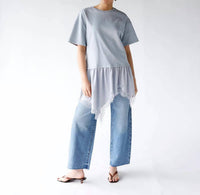 Sundayup - Women's Powder Blue Lace Hem Top