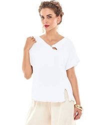Oh My Gauze! Mike Cotton Top in snow - women's t-shirt - alternate view