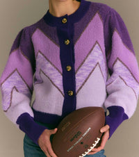 Allison New York - Fuzzy Chevron Cardigan
