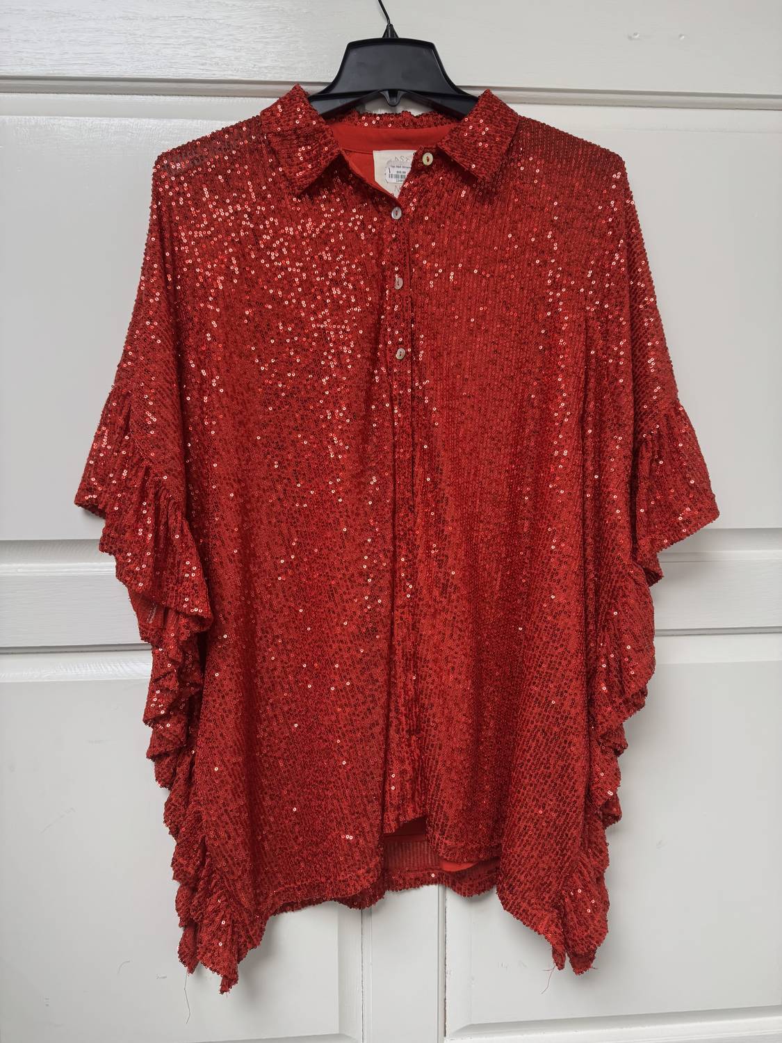 Fantastic Fawn - Women's Sequin Poncho Blouse