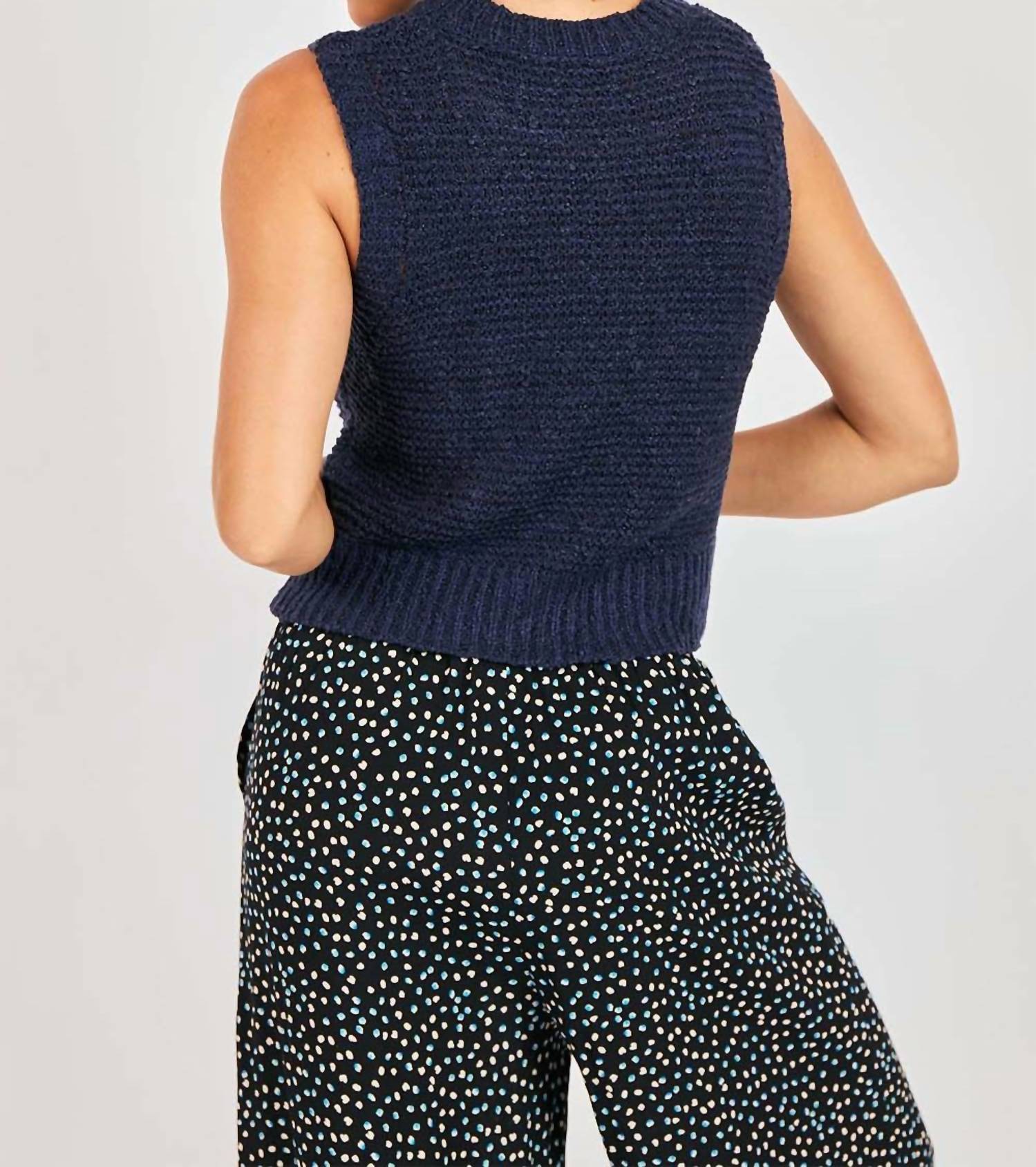 Sadie & Sage Tegan Sleeveless Sweater in navy - women's sweater - alternate view