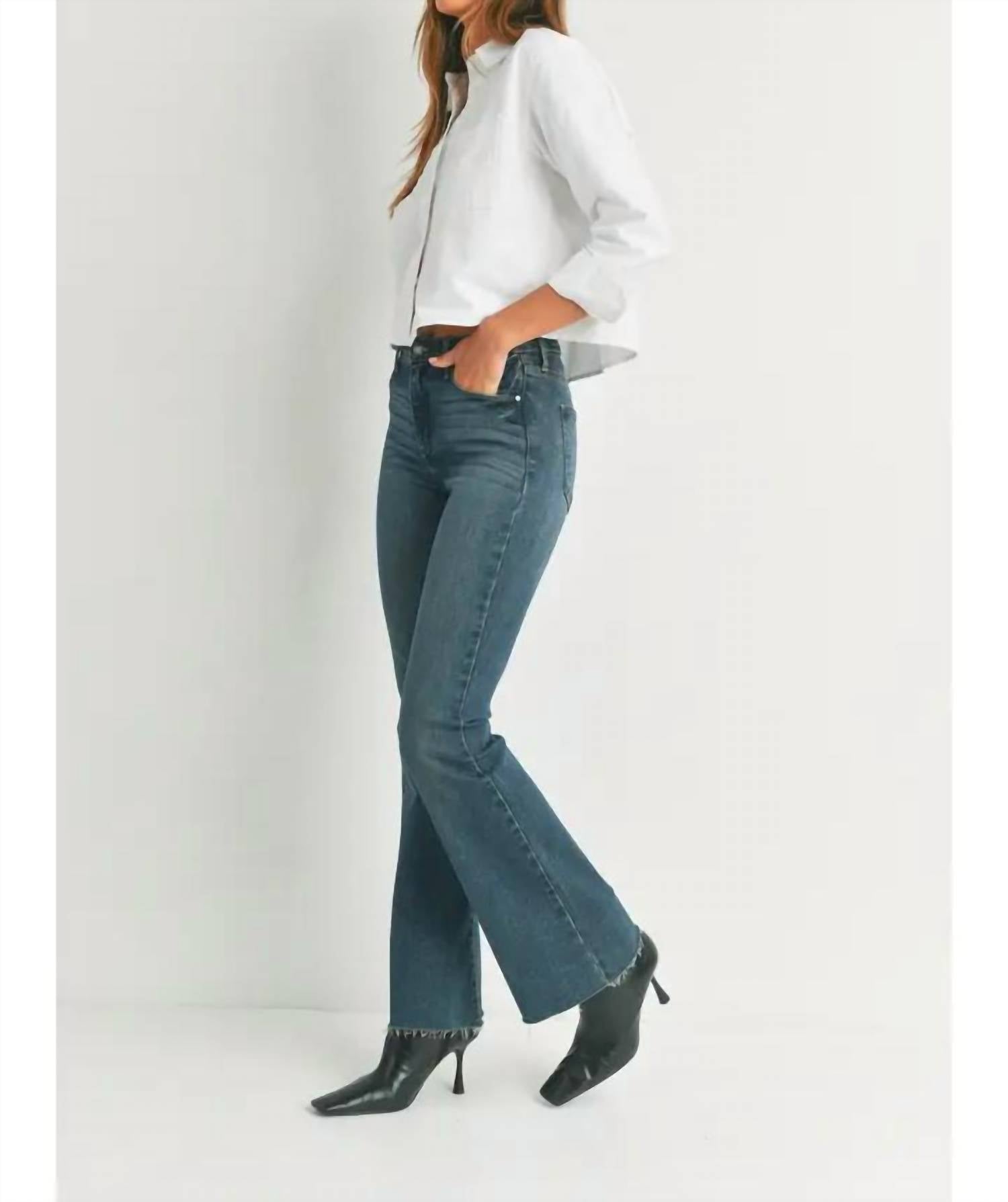 Just Black Denim - Flare Jeans With Raw Hem