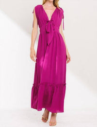 The Clothing Company Front Tie Maxi Dress in magenta - women's dress - view 5