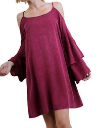 Umgee - Cold Shoulder Layered Bell Sleeve Dress