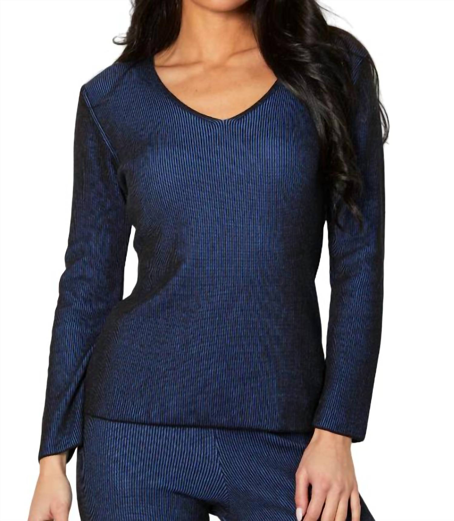 Two Tone Ribbed V-Neck Top