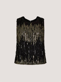 Apricot - Sequin Stripe Fringe Top