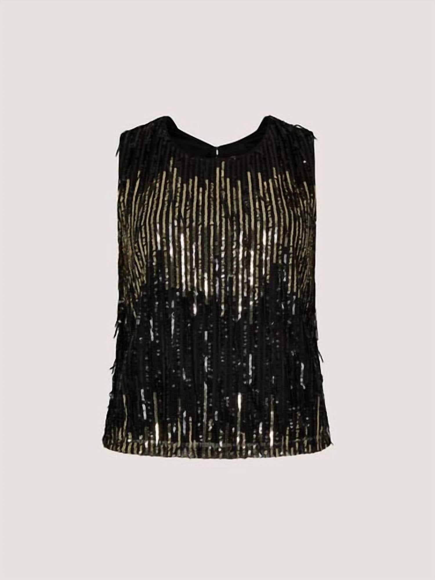 Apricot - Sequin Stripe Fringe Top