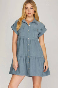 She + Sky - Button Down Corduroy Dress