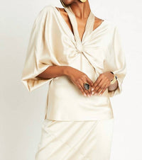 Beryll Ali Silk Wrap Top in latte - women's t-shirt
