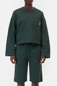 CLOSED Long Sleeve Crewneck Sweatshirt in royal green - women's top