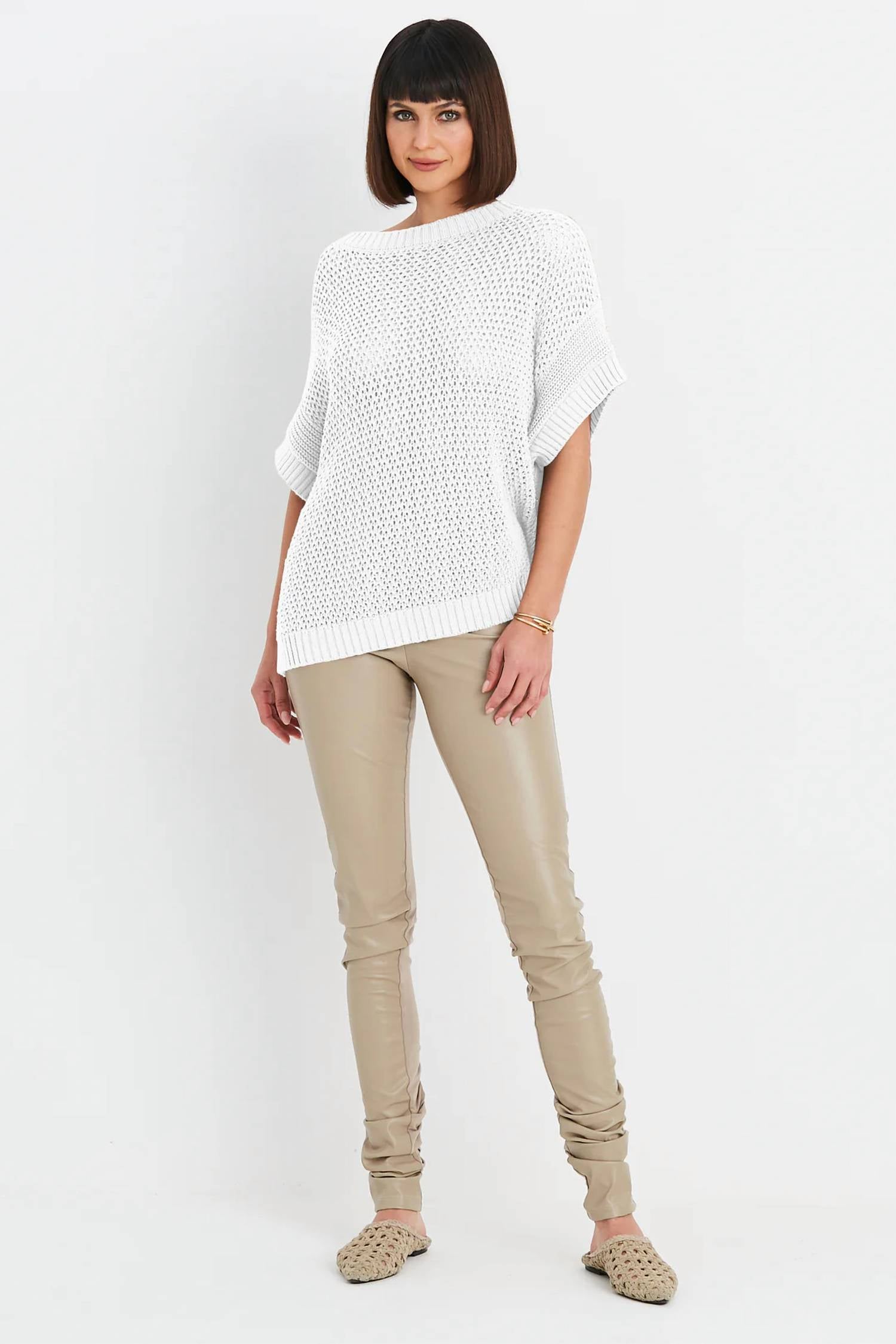 Planet By Lauren G. - Pima Cotton Crochet Pullover Sweater