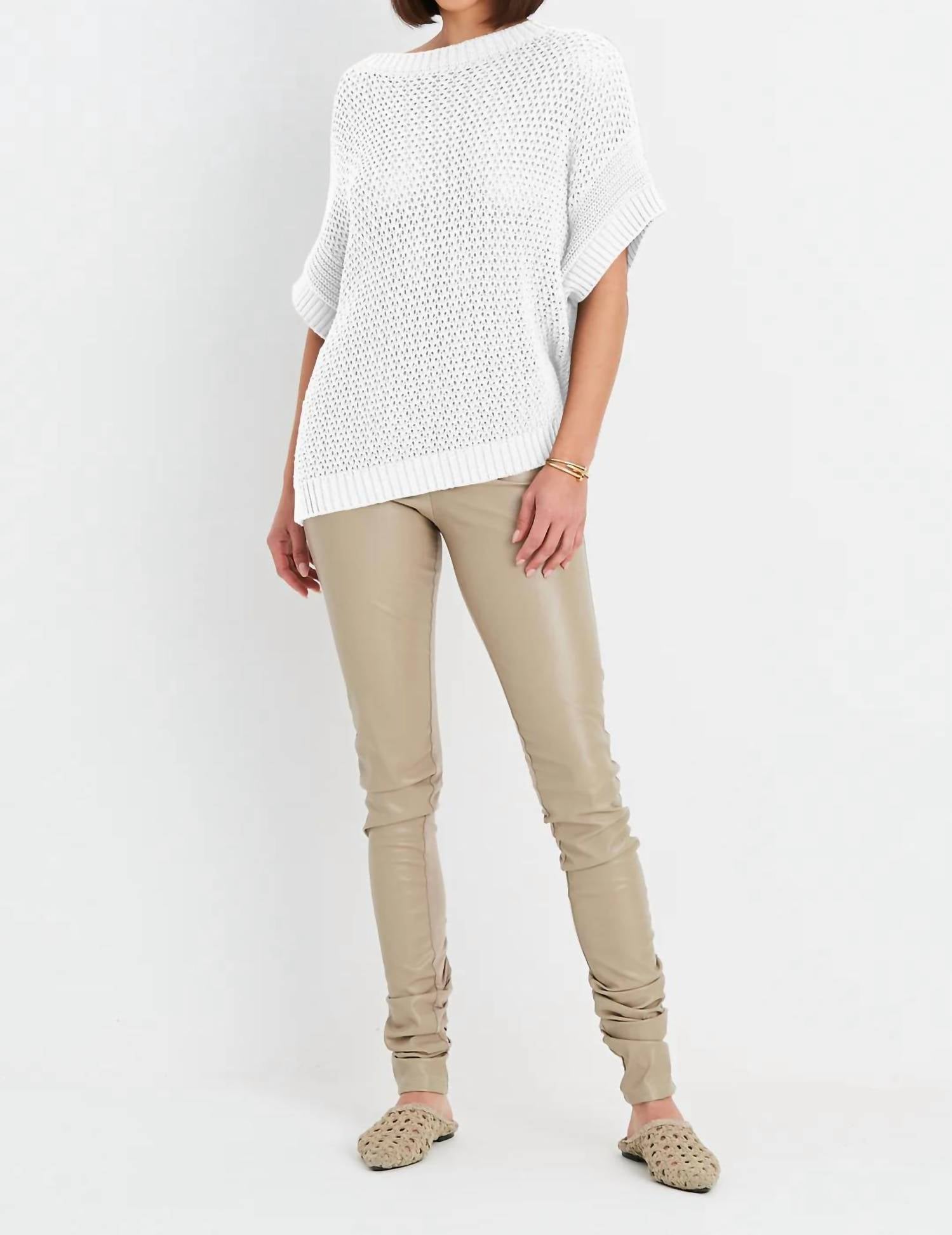 Planet By Lauren G. - Pima Cotton Crochet Pullover Sweater