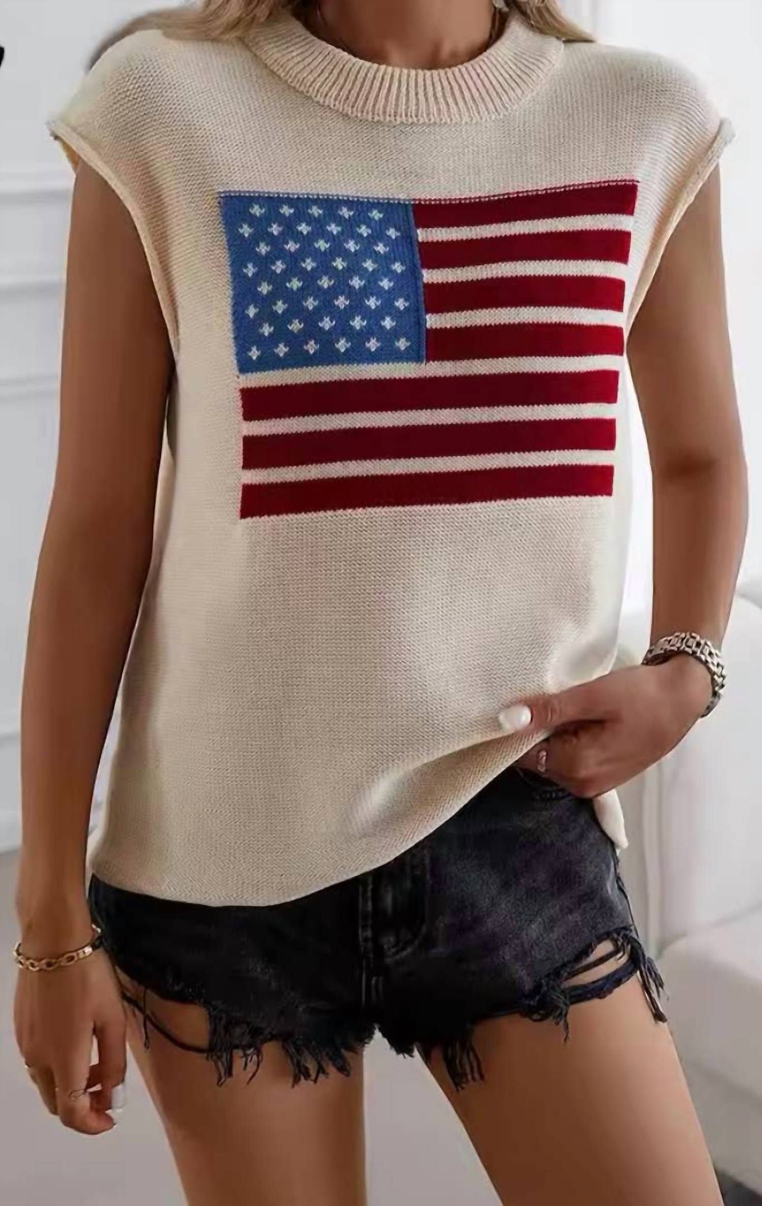 Serenity - Sleeveless Us Flag Sweater Vest