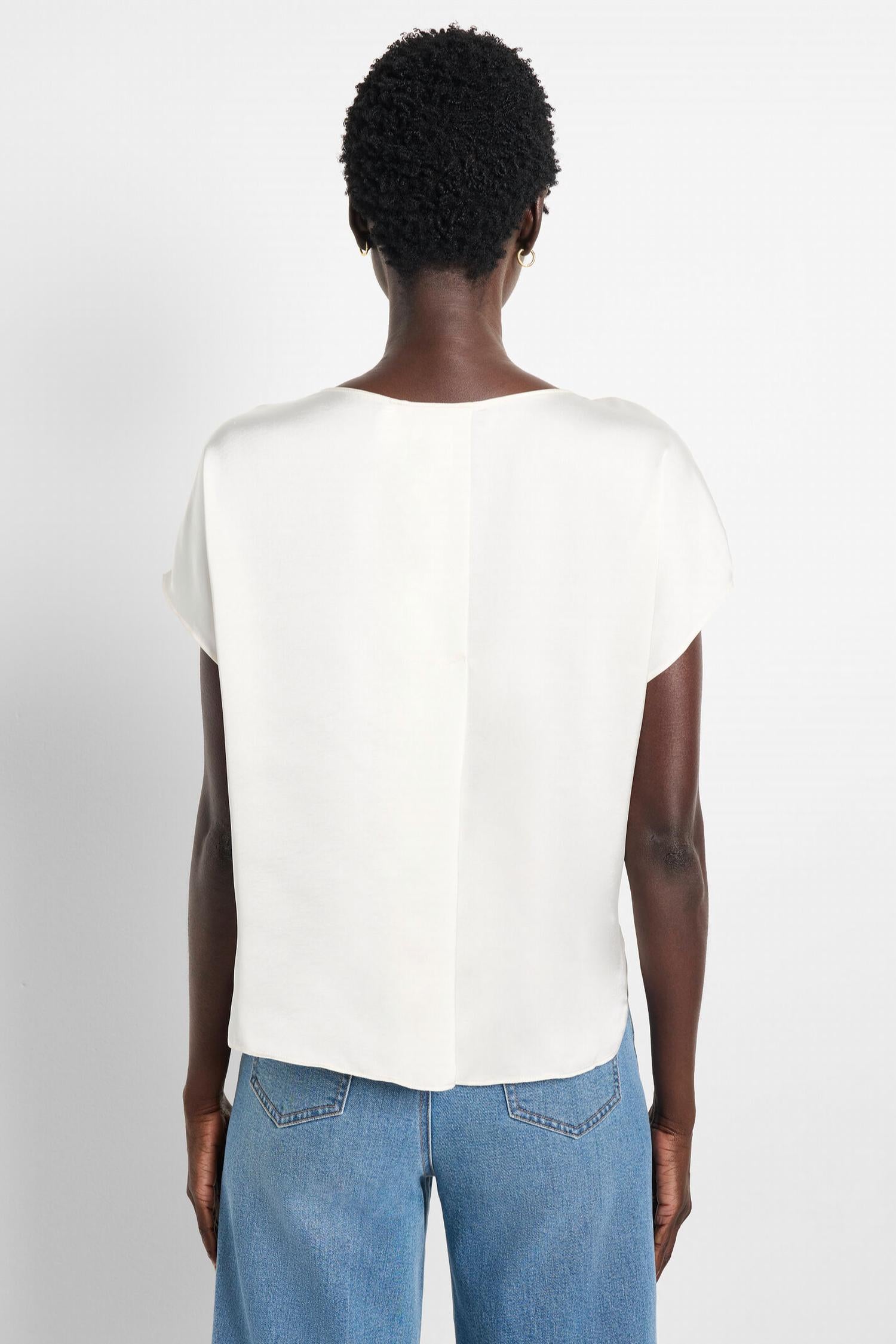 Nic + Zoe Day Gloss Woven Tee in classic cream - women's t-shirt - detail view