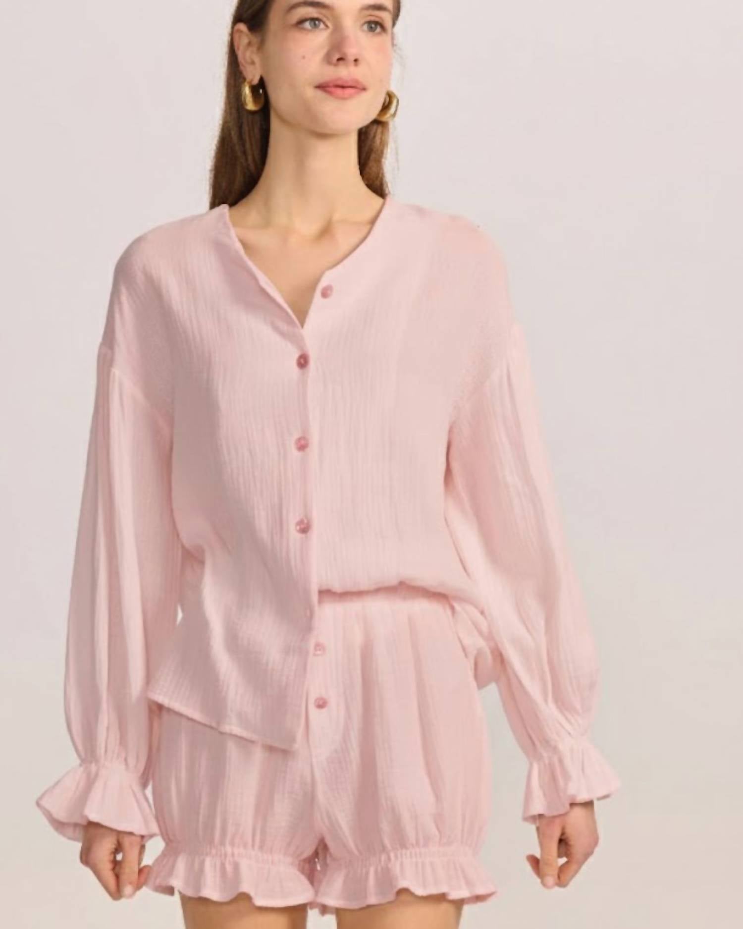 Belle D'Amour - Cotton Gauze Button Down Shorts