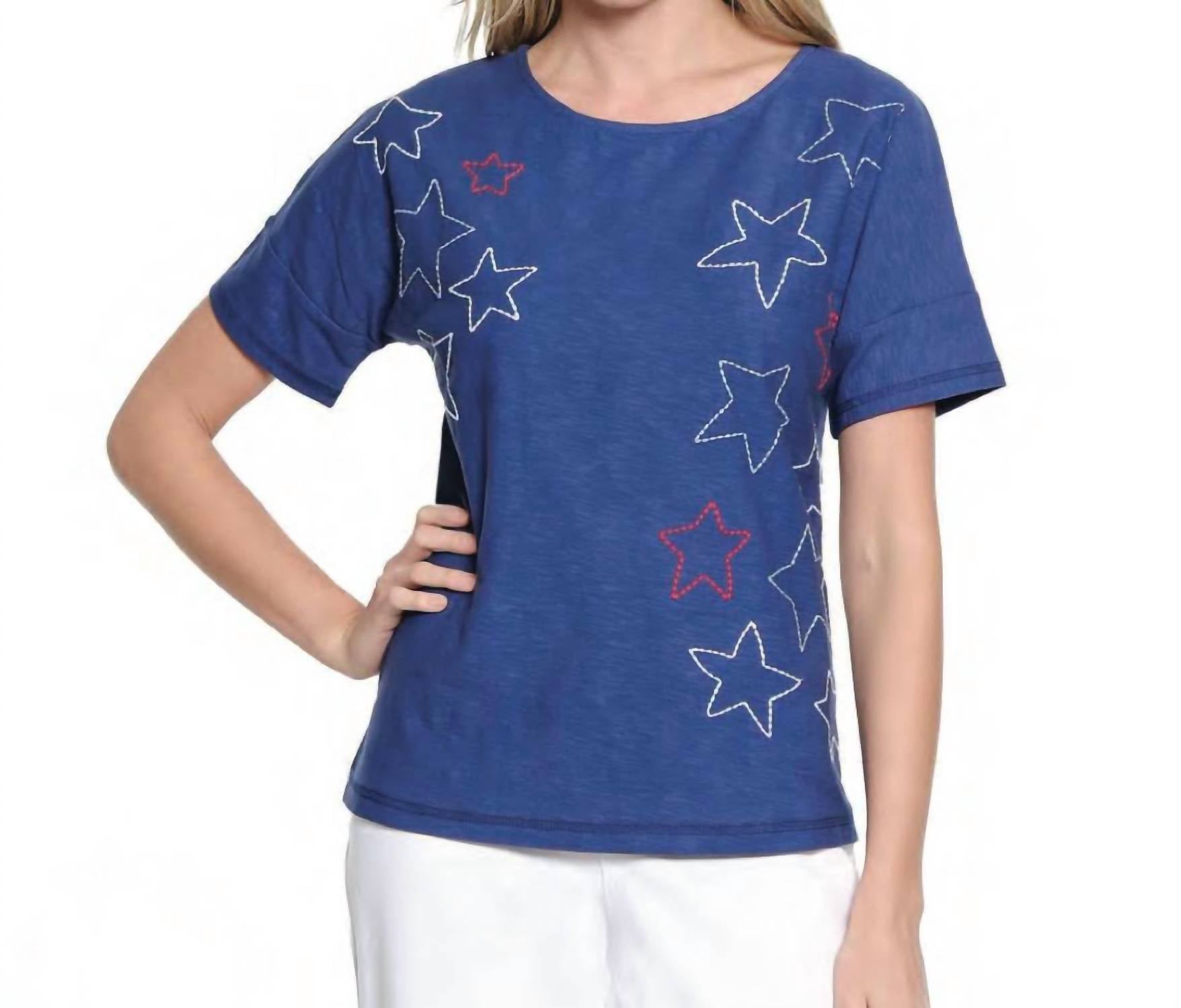 Tru Luxe - Tossed Star embroidered top