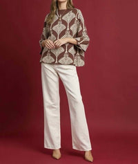 Umgee - Abstract Print Pullover Sweater