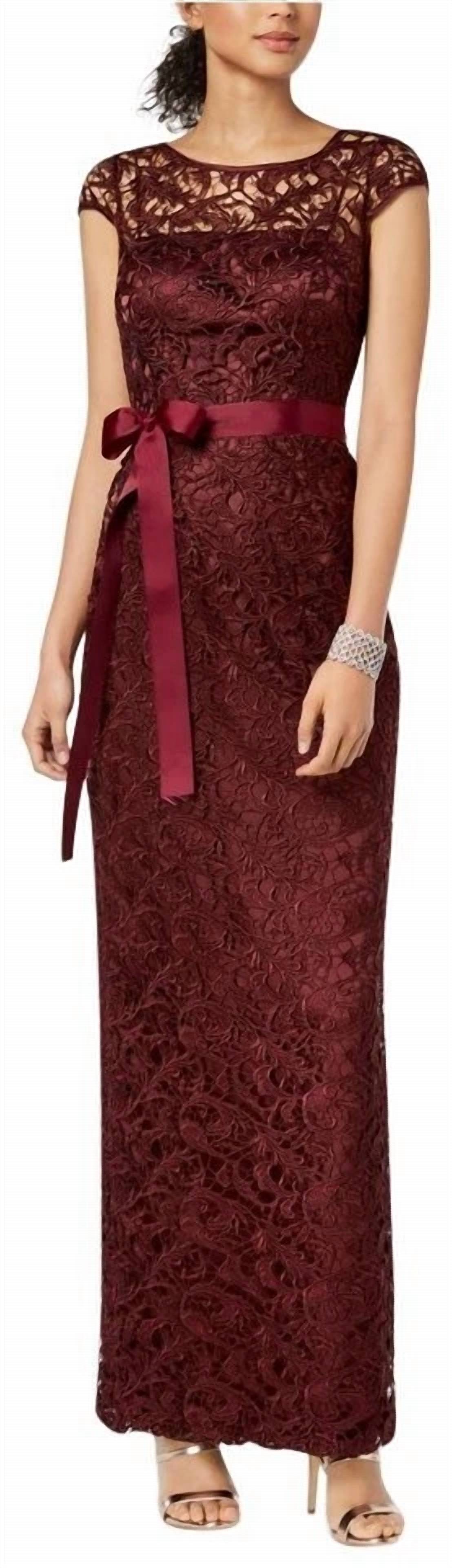 Adrianna Papell - Boat Neck Lace Gown