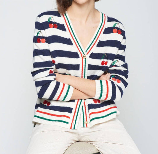 Vilagallo - Cherry Striped Cardigan