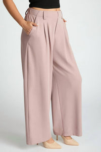Loit - Wide Leg Waffle Textured Pleated Pants