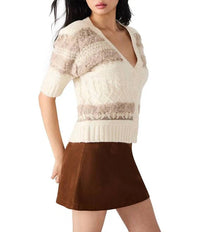 STEVE MADDEN Tibi Short Sleeve Cardigan in multi - women's cardigan - alternate view