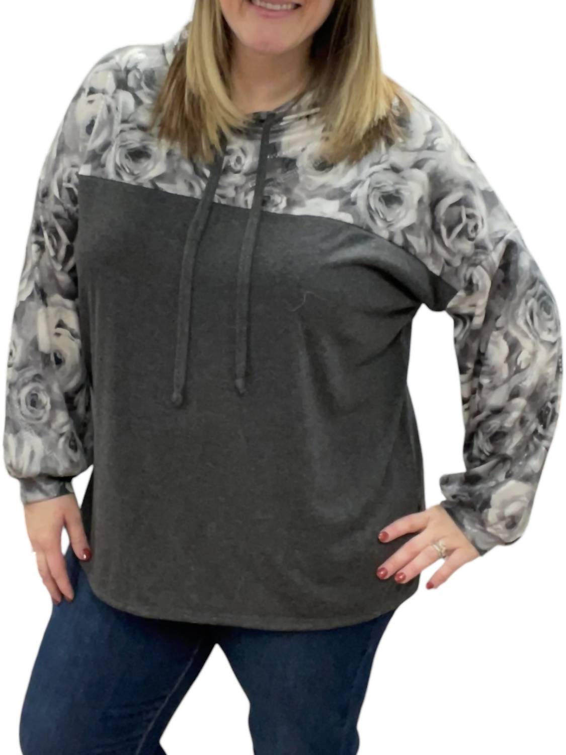 Honeyme - Faux Snakeskin Rose Hoodie