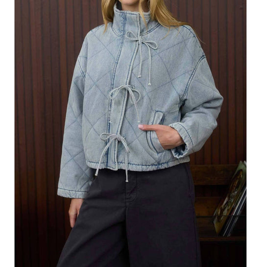 J.O.A. - Quilted Front Tie Puffer Jacket