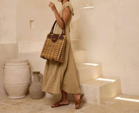 The Winding Road - Women's Large Rattan Handbag With Twist Closure