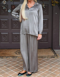 Satin Button Down Shirt/Shacket