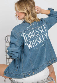 Hrt & Luv - Graphic Back Tennessee Whiskey Boyfriend Denim Jacket
