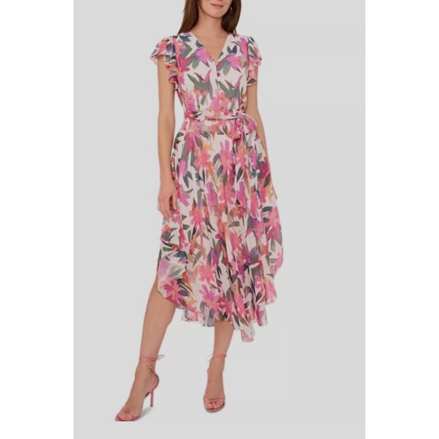 Vince Camuto - V-neck Floral Dress