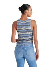 STEVE MADDEN Hannah Knit Tank Top in blue multi - women's tank top - alternate view