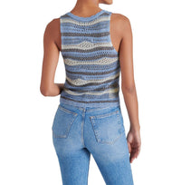 STEVE MADDEN Hannah Knit Tank Top in blue multi - women's tank top - detail view