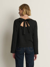 Nation LTD Tavin Tie Back Long Sleeve Top in jet black - women's blouse - alternate view